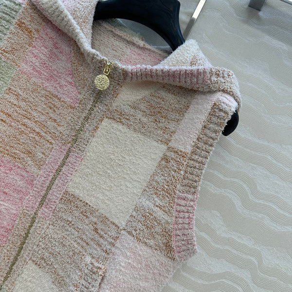 CC Gilet à Capuche Couleur Claire Polyester Fibres Acryliques Laine