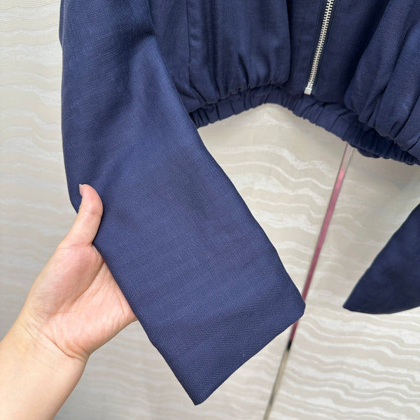 LP 25 V-neck Jacket Blue Tencel Linen 295398