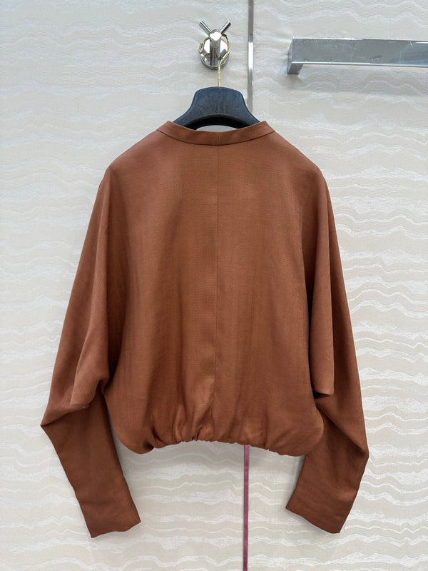 LP 25 V-neck Jacket Brown Tencel Linen 295400