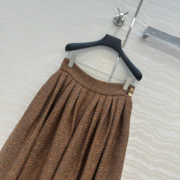 Jupe en tweed CC 25 Laine coton viscose marron