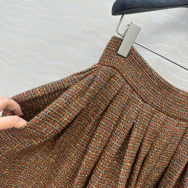 Jupe en tweed CC 25 Laine coton viscose marron