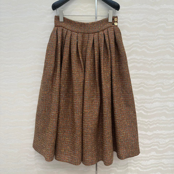 Jupe en tweed CC 25 Laine coton viscose marron