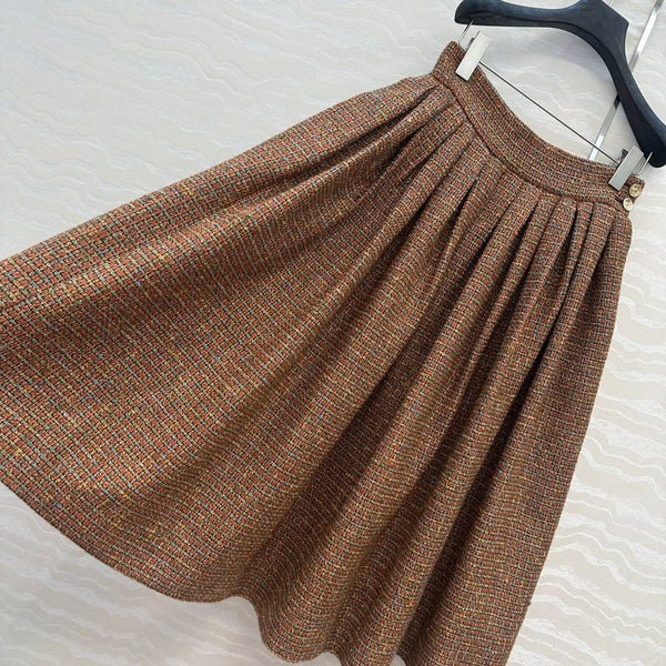Jupe en tweed CC 25 Laine coton viscose marron
