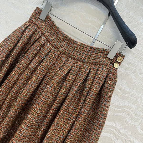 Jupe en tweed CC 25 Laine coton viscose marron