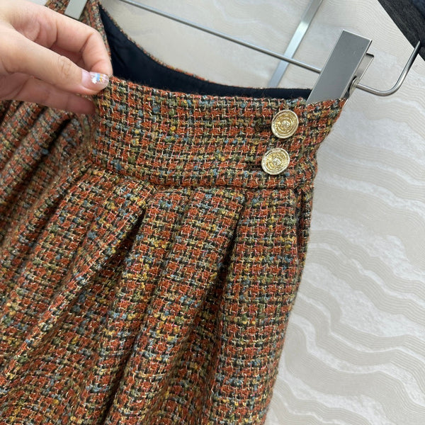 Jupe en tweed CC 25 Laine coton viscose marron