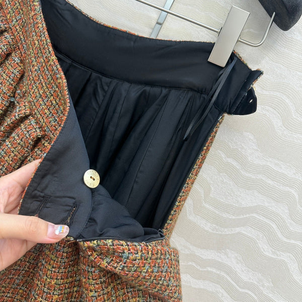 Jupe en tweed CC 25 Laine coton viscose marron