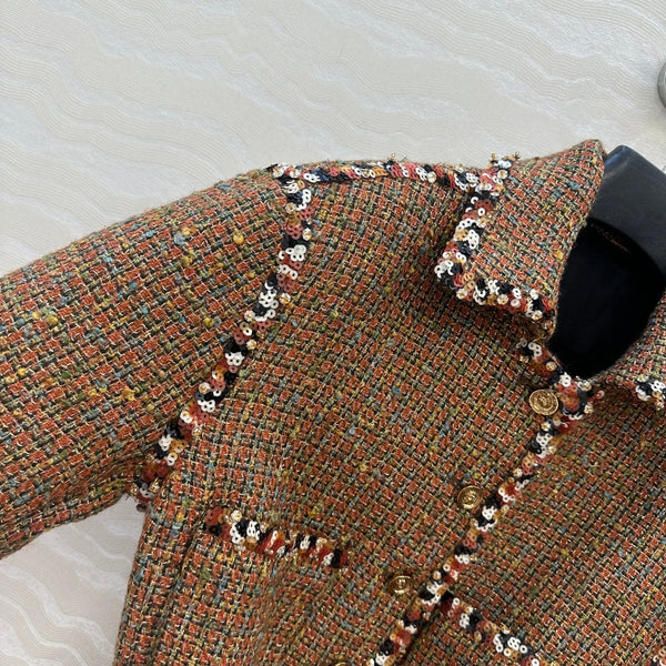 CC 25 Veste en tweed Laine Coton Viscose Marron