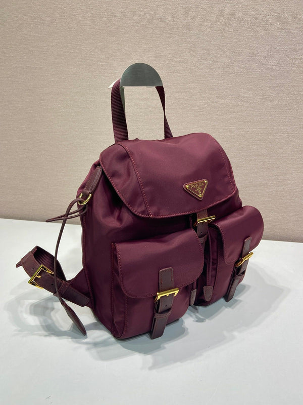 PRA backpack 28 burgundy nylon fabric gold hardware