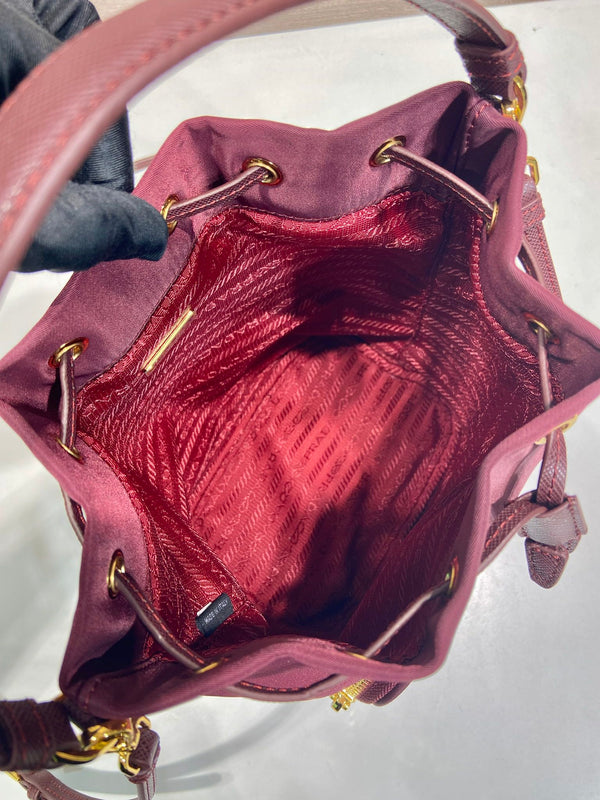 PRA bucket bag 23 burgundy nylon fabric 280826