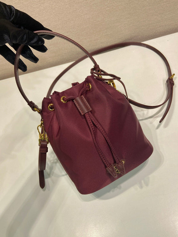 PRA bucket bag 19 burgundy nylon fabric 280831