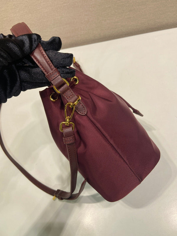 PRA bucket bag 19 burgundy nylon fabric 280831