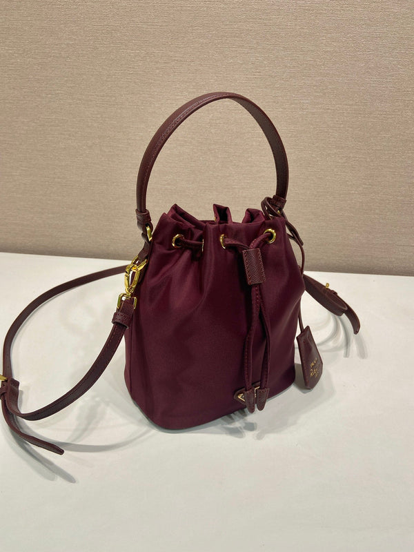 PRA bucket bag 19 burgundy nylon fabric 280831