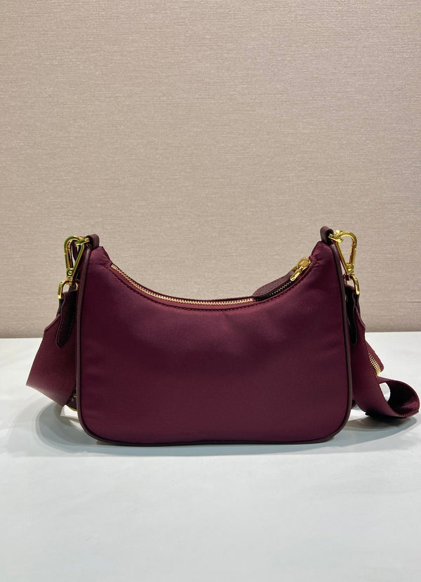 PRA Hobo Underarm Bag burgundy nylon fabric