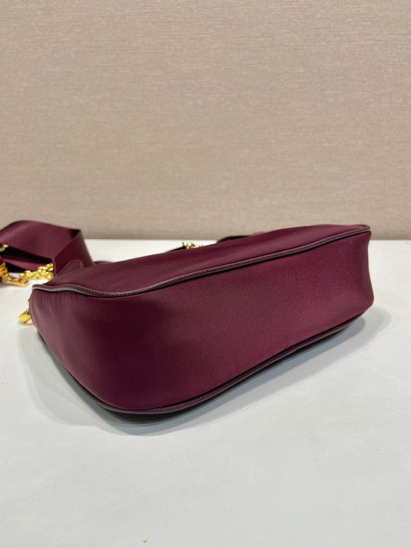 PRA Hobo Underarm Bag burgundy nylon fabric