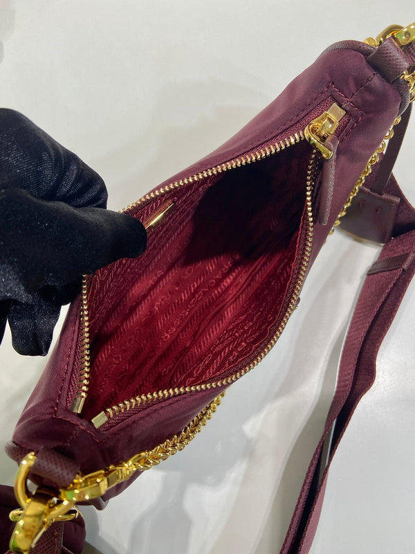 PRA Hobo Underarm Bag burgundy nylon fabric