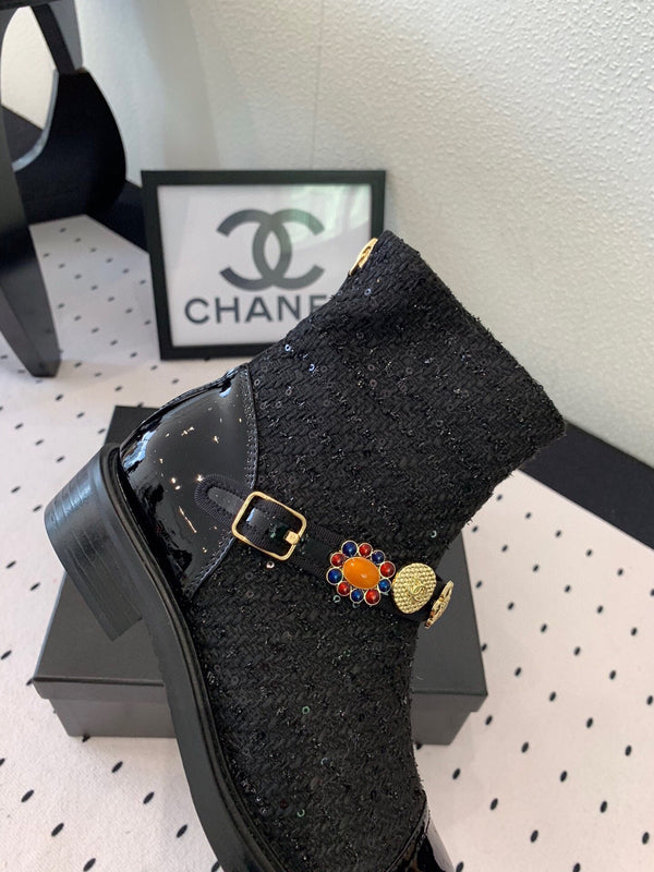 CC 24 Mold GHW Classic Ankle Boots 30mm Black Patent & Glitter 432514