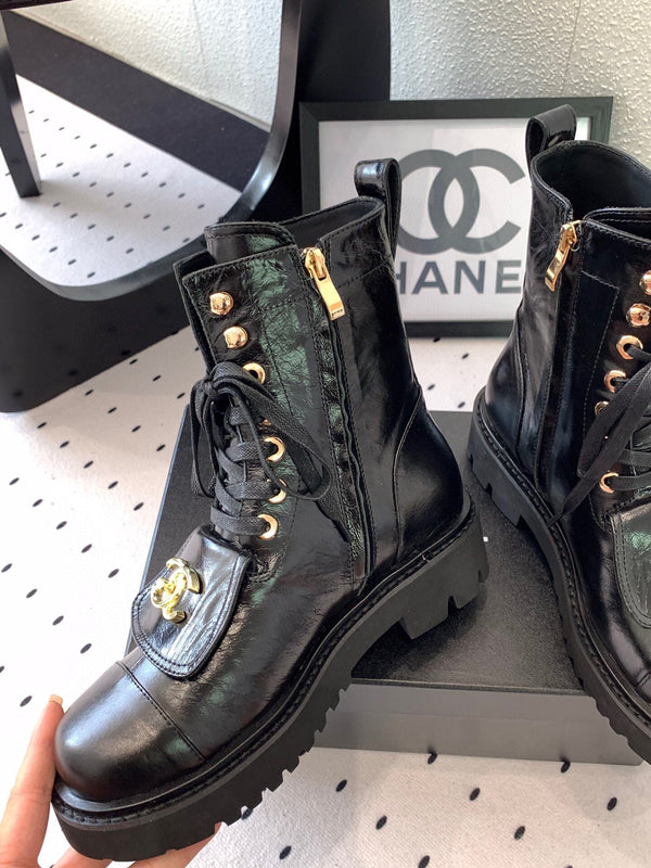 CC Split Toe Ankle Boot 40mm Black Sheepskin Rubber GHW 432515