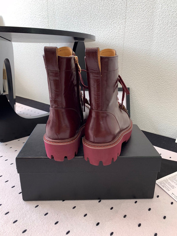 CC Split Toe Ankle Boot 40mm Burgundy Sheepskin Rubber GHW 432516