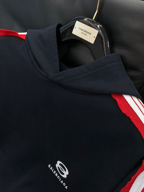 Balenciaga 25 Hoodie Navy Mix Red Cotton 0048