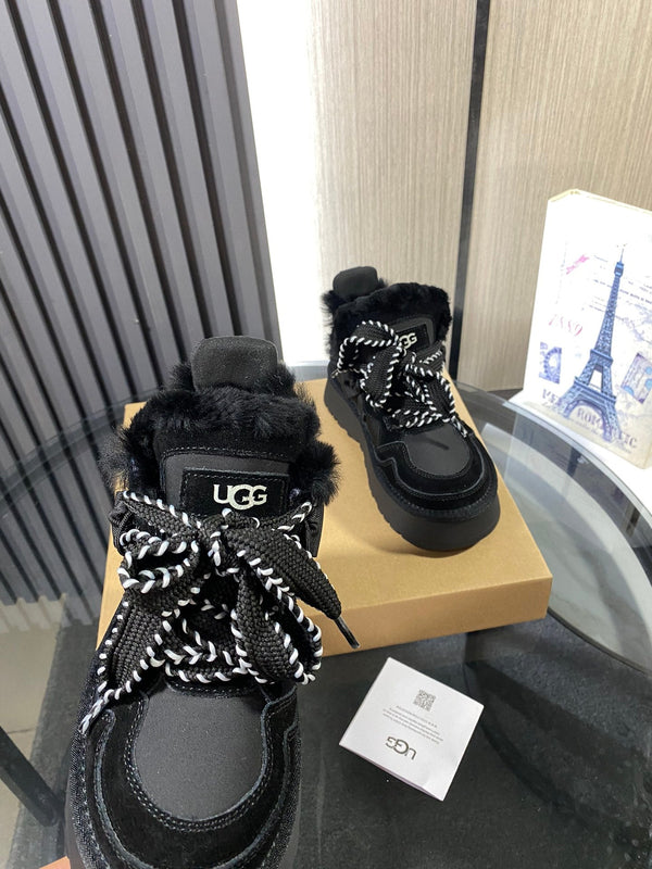 UGG Astromel Platform Sneakers Black Suede Frabic 512861