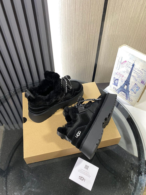 UGG Astromel Platform Sneakers Black Suede Frabic 512861