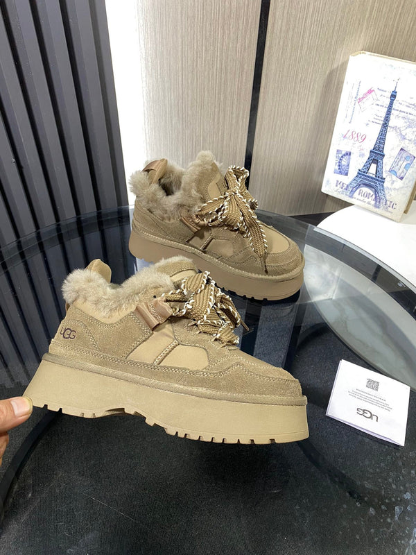 UGG Astromel Platform Sneakers Khaki Suede Frabic 512862