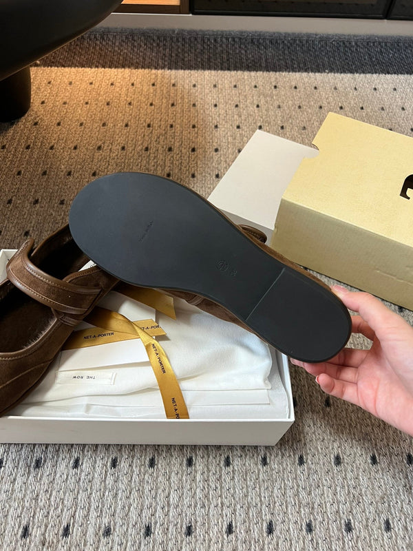 The Row 2025 Ballerine Daim Laine Marron 561591