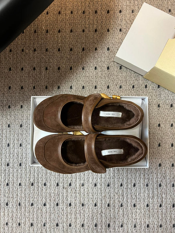 The Row 2025 Ballerine Daim Laine Marron 561591