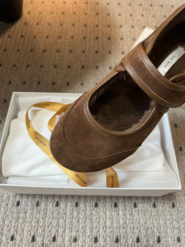 The Row 2025 Ballerine Daim Laine Marron 561591
