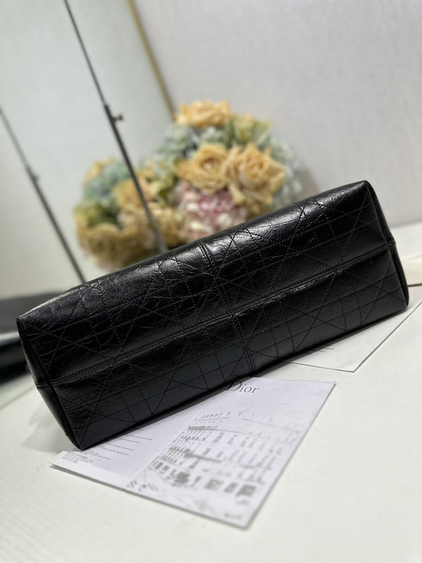 CD Large Dior Voyage Bag 34cm Black Glossy Macrocannage Calfskin 288644