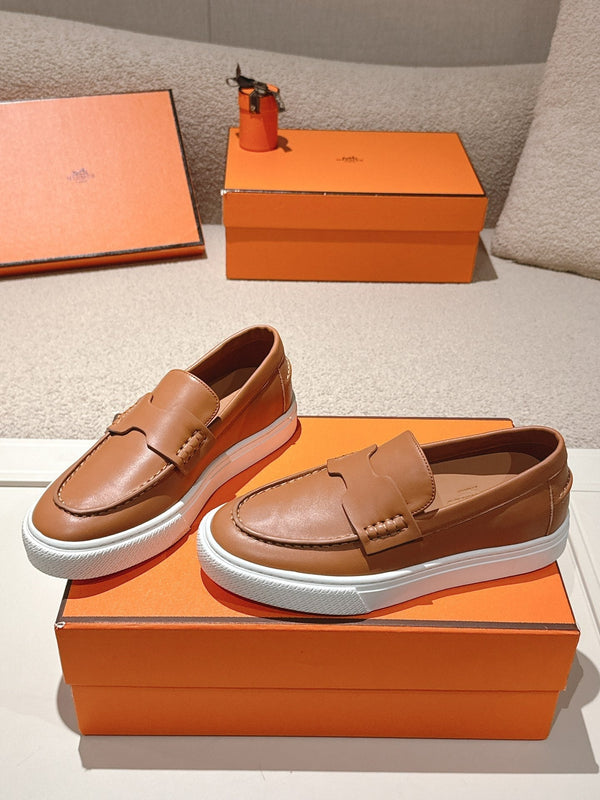 HM mocassins plateforme 25ss en peau de mouton marron camel 577173