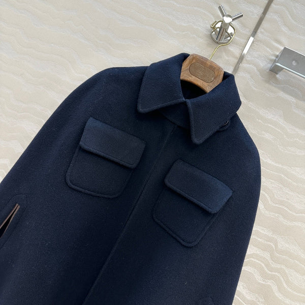 LP 25 Gilda Cape Navy Blue Cashmere Wool 314026