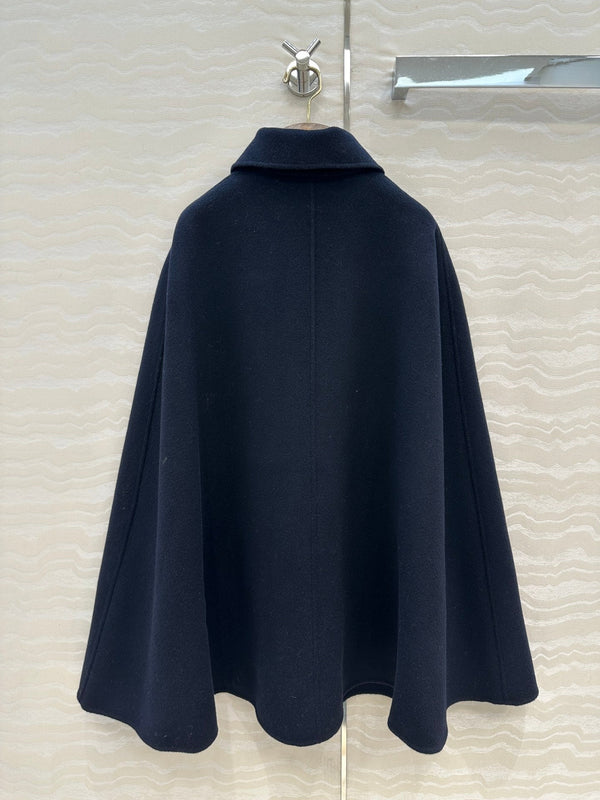 LP 25 Gilda Cape Navy Blue Cashmere Wool 314026
