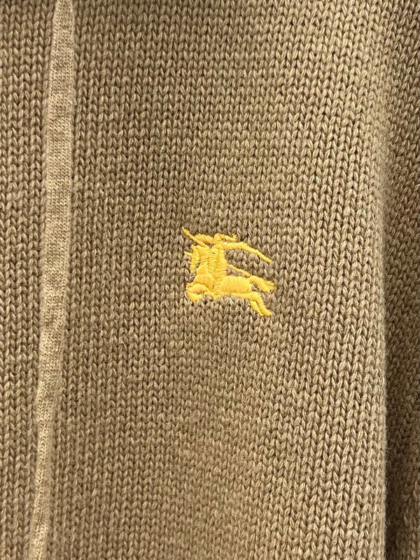 Burberry 25 Zipper-Up Hooded Knit Cardigan Beige Wool Cashmere