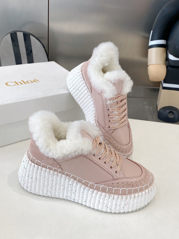 Chloe Nama Sneaker Pink Cowhide Wool 531605