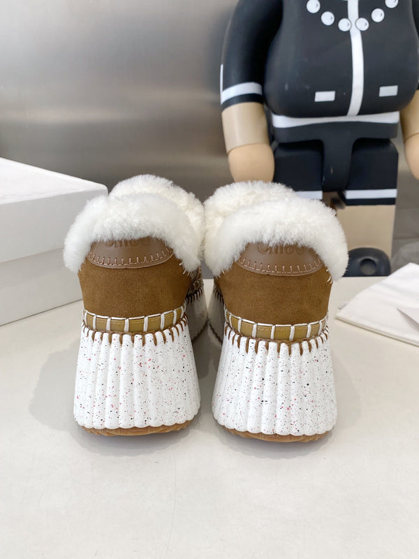 Chloe Nama Sneaker Brown Cowhide Wool 531606