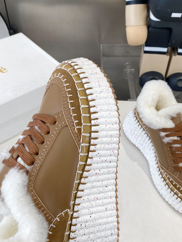 Chloe Nama Sneaker Brown Cowhide Wool 531606