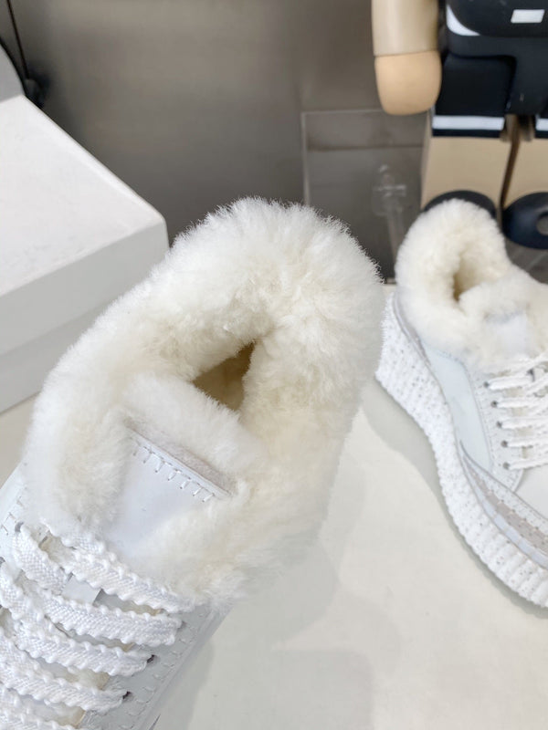 Chloe Nama Sneaker White Cowhide Wool 531607