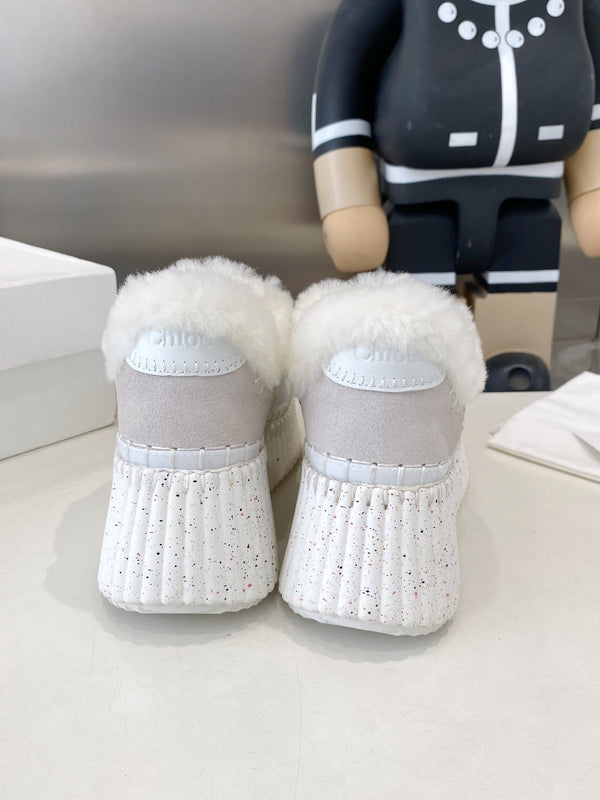 Chloe Nama Sneaker White Cowhide Wool 531607
