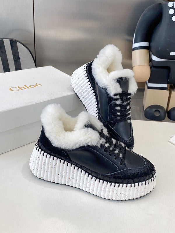 Chloe Nama Sneaker Black Cowhide Wool 531608