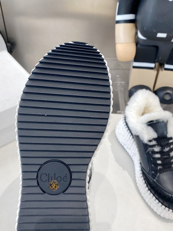 Chloe Nama Sneaker Black Cowhide Wool 531608