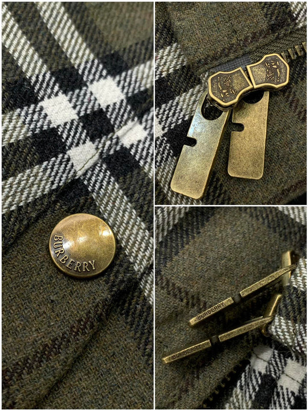 Burberry 25 Plaid Jacket Green Wool Polyester