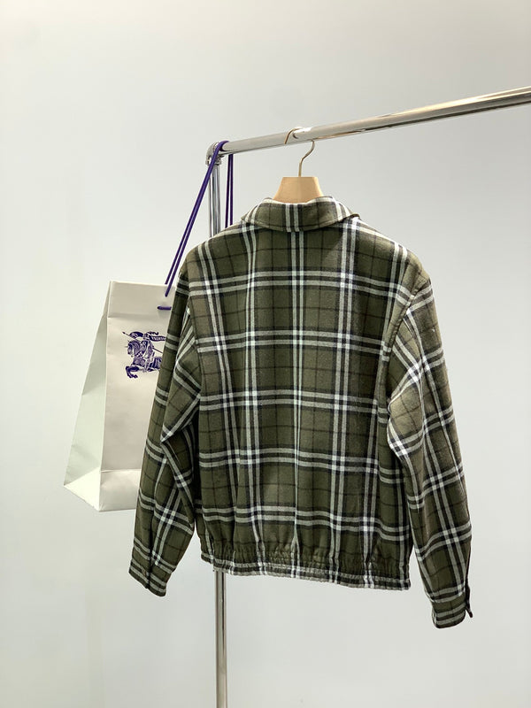 Burberry 25 Plaid Jacket Green Wool Polyester