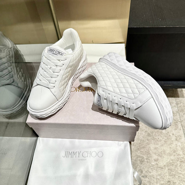 Jimmy Choo Diamond Maxi Platform Sneaker White Nappa Leather 538900