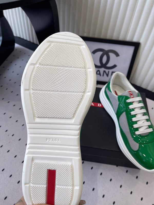 Baskets Pra 2025 vert et gris en cuir verni et maille 554582
