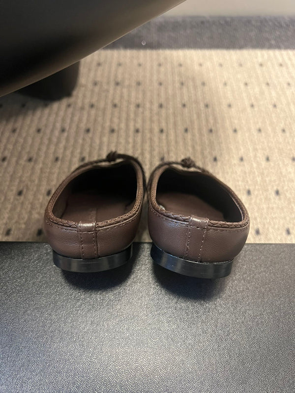 BV 26s Flats Mules Chocolate Calfskin