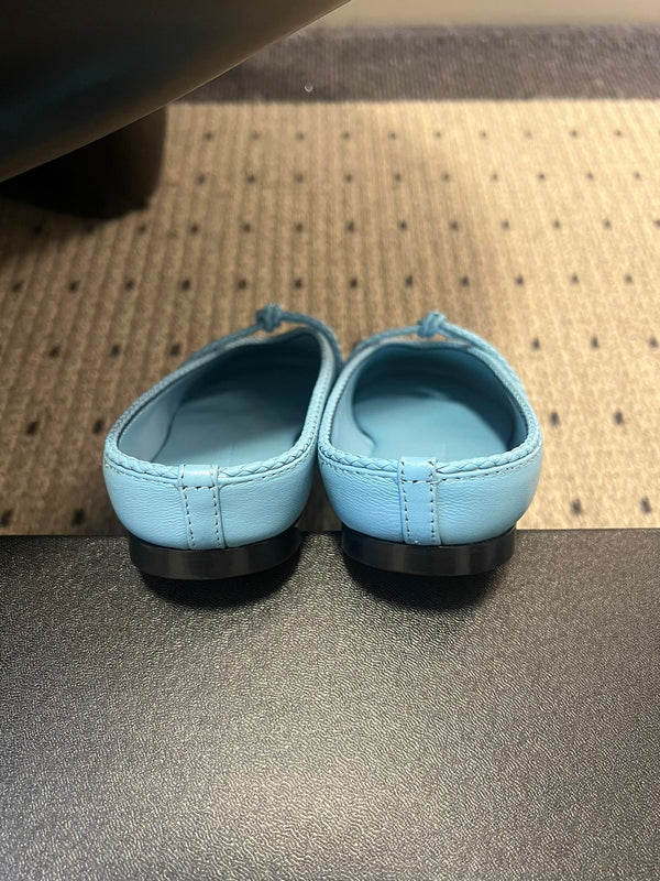 BV 26s Flats Mules Light Blue Calfskin