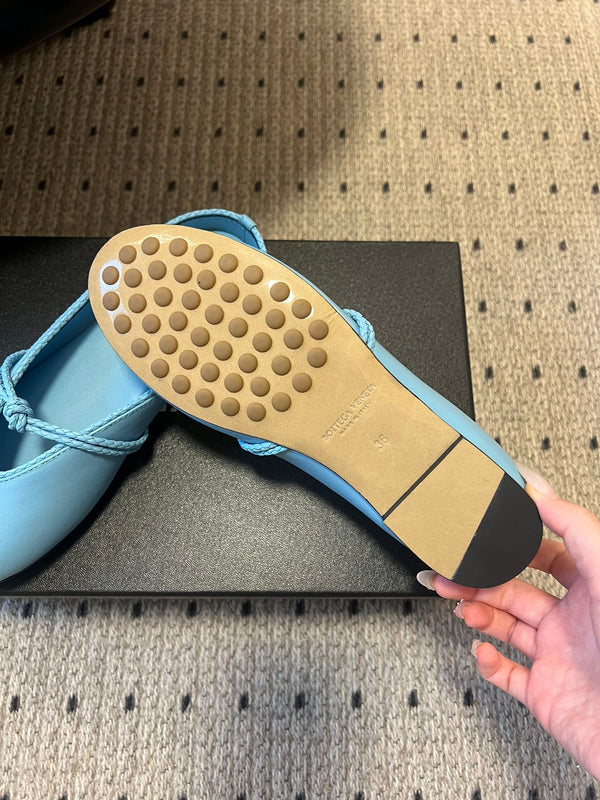 BV 26s Flats Mules Light Blue Calfskin