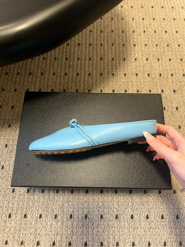 BV 26s Flats Mules Light Blue Calfskin