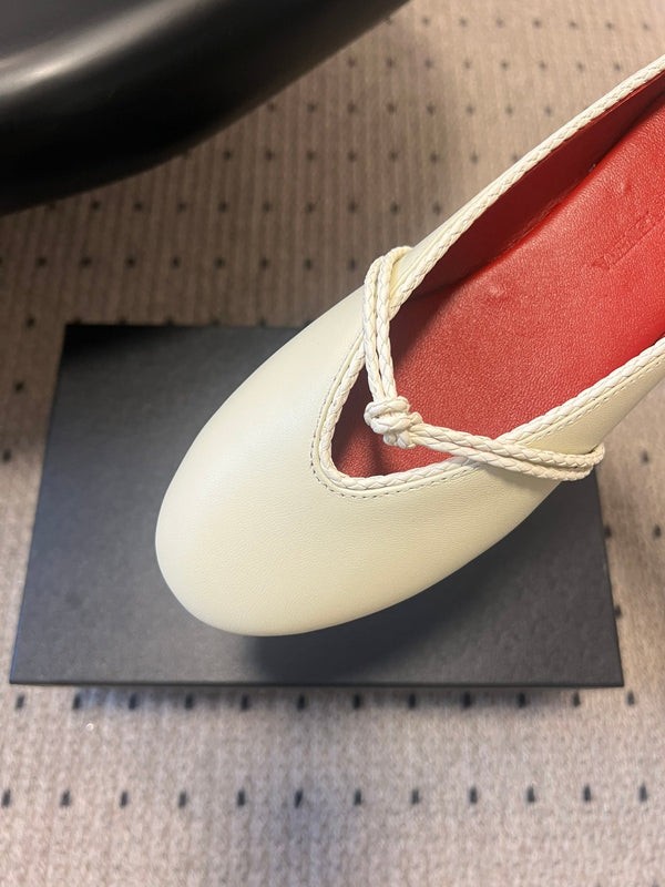 BV 26s Flats Mules Cream White Calfskin